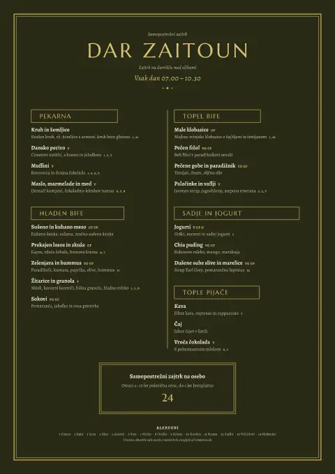 Zaitoun zora – predogled predloge za jedilni list