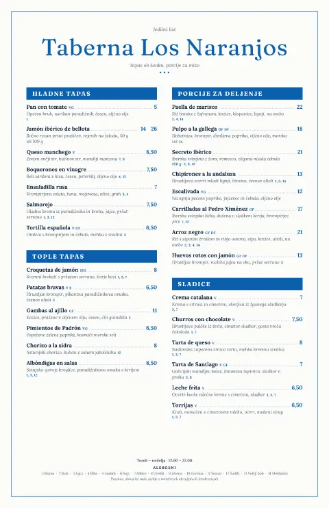 Ploščice naranjo – predogled predloge za jedilni list