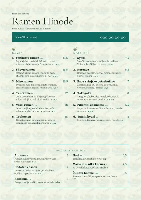 Kombujev list – predogled predloge za jedilni list