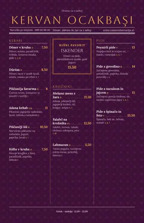 Depeša z žara – predogled predloge za jedilni list