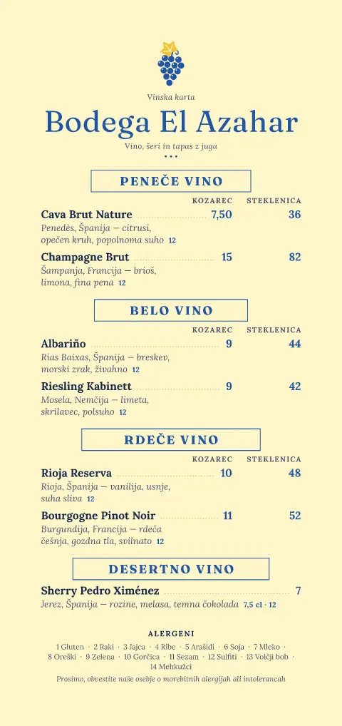Bodega na dvorišču – predogled predloge za jedilni list