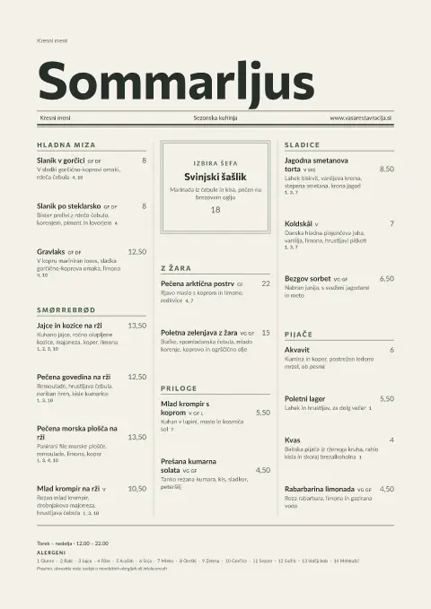 Solsticijski časnik – predogled predloge za jedilni list