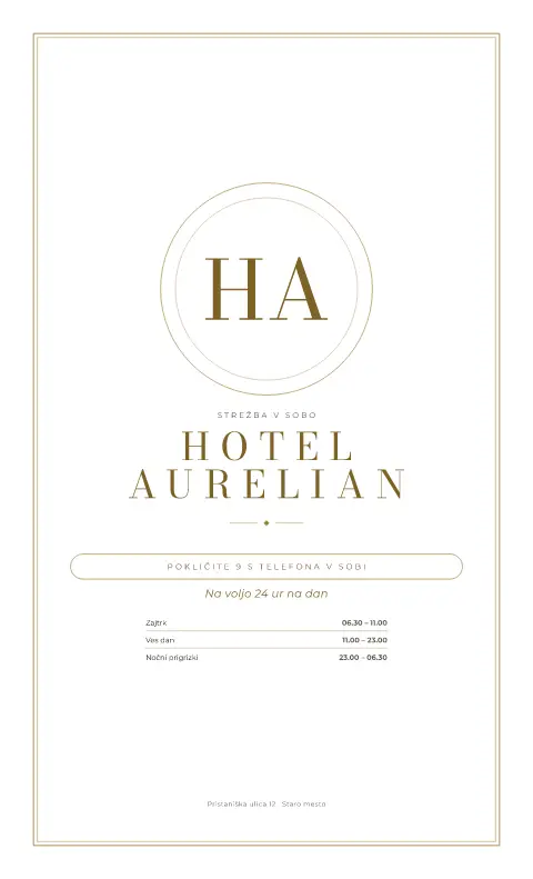 Pozlačeni hotelski sluga – stran 1 predloge za jedilni list