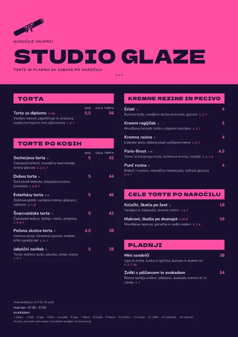 Glazirana diploma – predogled predloge za jedilni list