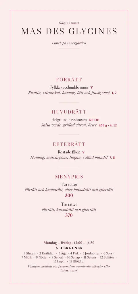 Rosélunchen – förhandsvisning av menymall