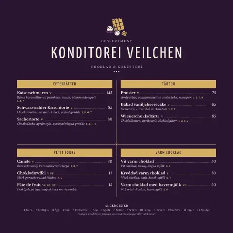 Violett ganache – förhandsvisning av menymall