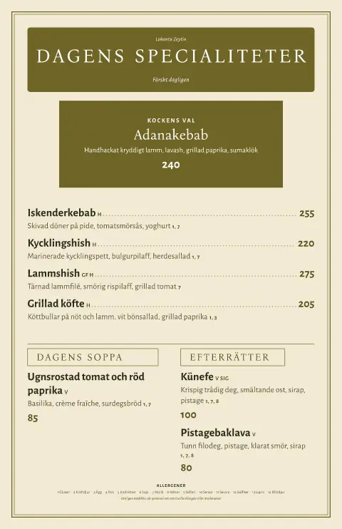 Olivlokantan – förhandsvisning av menymall