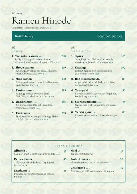 Kombublad – förhandsvisning av menymall