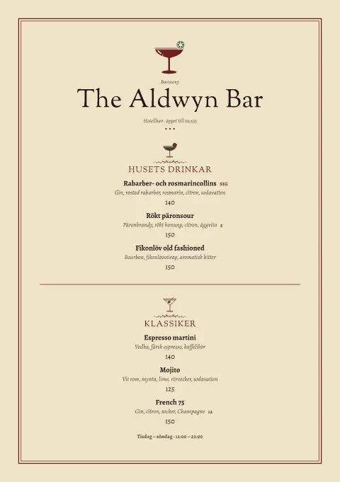 Elfenbenscoupe – förhandsvisning av menymall