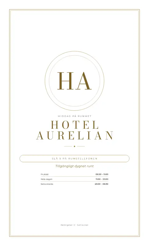 Förgylld hotellpage – förhandsvisning av menymall
