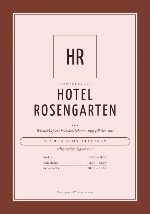 Rosé piccolo – förhandsvisning av menymall