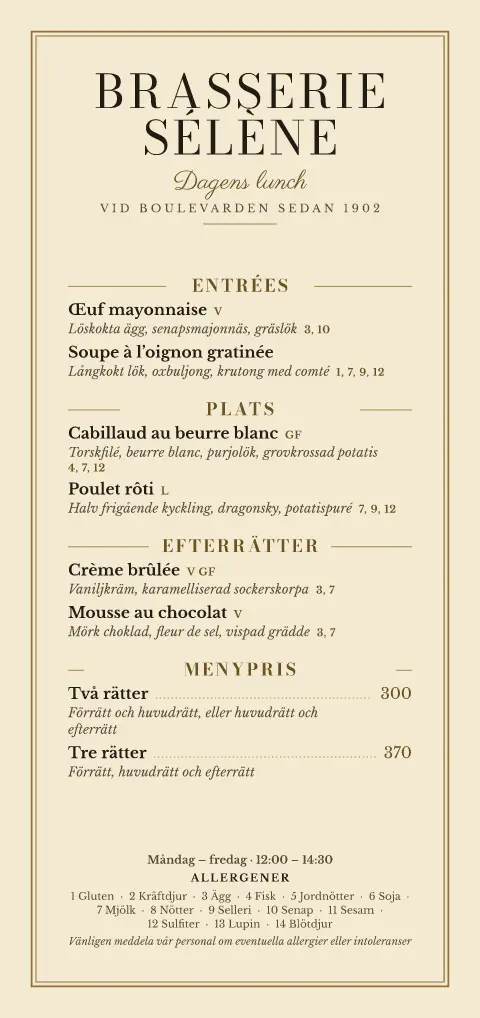 Champagnelunch – förhandsvisning av menymall